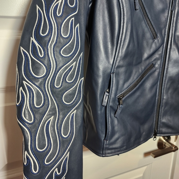 Harley Davidson Women's Brazen Leather Biker Riding Jacket Embroidered Flames - Picture 13 of 16